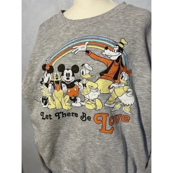 Disney Let There Be Love Rainbow Sweatshirt Pullover Grey Sz XL - Picture 4 of 8